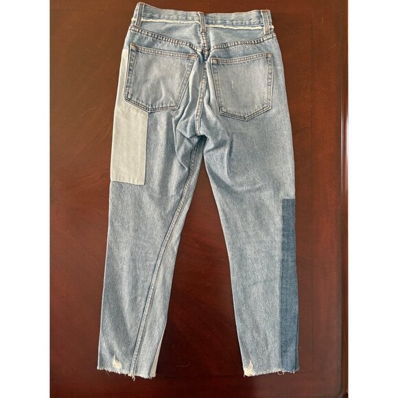 Reformation Denim Patch Skinny Distressed Patchwork Jeans Size 26 - Picture 3 of 13
